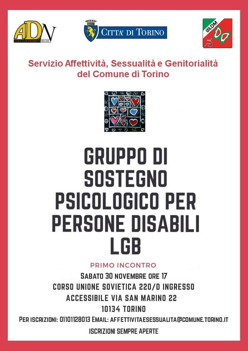Torino, nasce il primo gruppo di sostegno psicologico per persone disabili LGBT - image01 - Gay.it