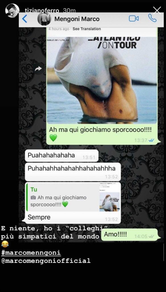 Tiziano Ferro Marco Mengoni chat