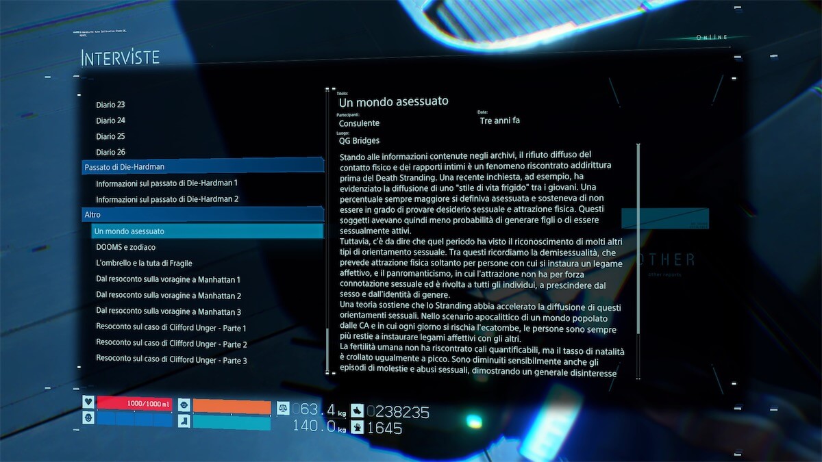 Death Stranding pensa che l'asessualità sia un segno dell'apocalisse - Death Stranding - Gay.it