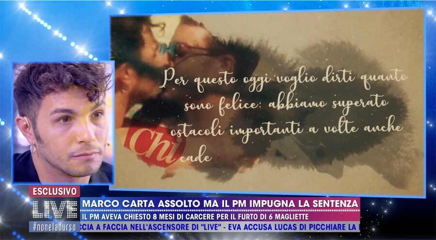 Marco Carta, lacrime in tv per le parole del fidanzato Sirio: “è il mio amore” – video