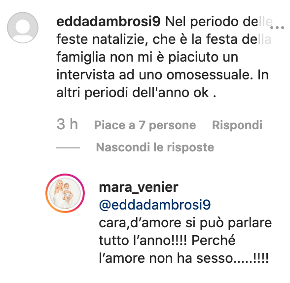'Si può parlare di amore tutto l'anno', Mara Venier replica così al commento omofobo su Tiziano Ferro - Schermata 2019 12 16 alle 12.50.49 - Gay.it