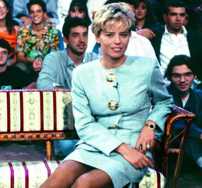 Maria De Filippi al lancio del talk show "Amici" nel 1992