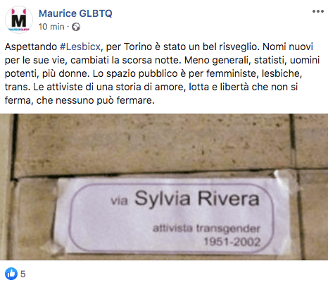 Torino, vie 'ribattezzate' con nomi di donne femministe, trans e lesbiche - torino targa - Gay.it