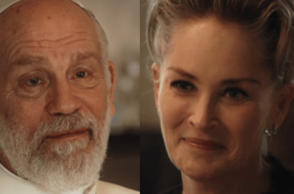 The New Pope, Sharon Stone al Papa John Malkovich: “Quando eliminerete l’inutile tabù dei matrimoni gay?” – video