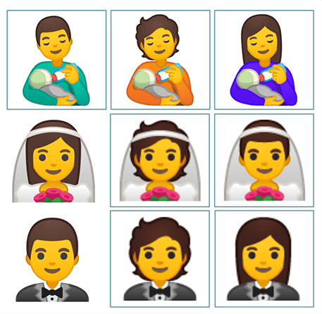 Nuove emoji gender inclusive inclusive nell'articolo su emoji bandiera orgoglio trans