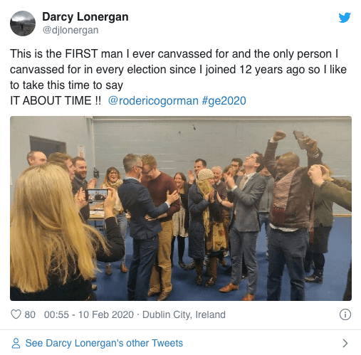 Bacio gay in diretta nazionale del candidato irlandese dei Verdi dopo la vittoria - bacio gay irlanda - Gay.it