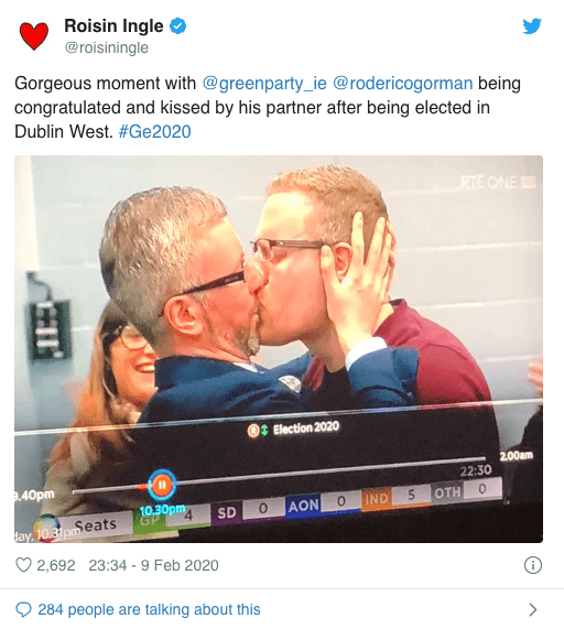 Bacio gay in diretta nazionale del candidato irlandese dei Verdi dopo la vittoria - irlanda bacio - Gay.it