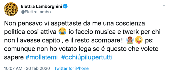 Elettra Lamborghini leghista? La smorfia sulle regionali in Emilia Romagna scatena un polverone - lamborghini - Gay.it
