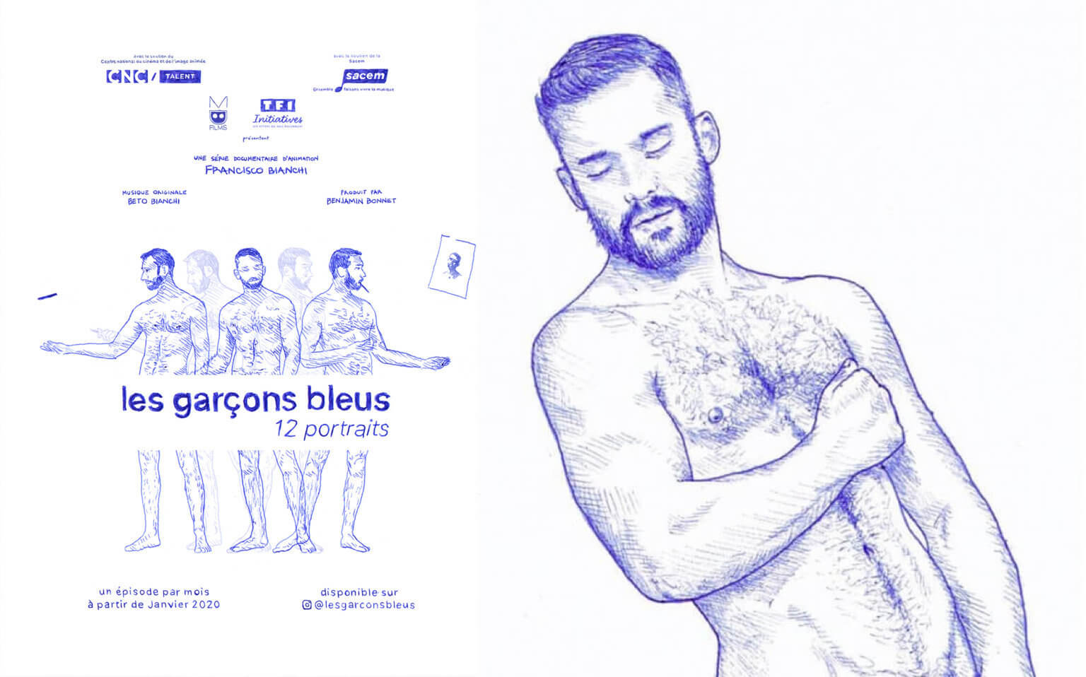 L’illustratore Francisco Bianchi esplora l’anatomia maschile in 12 ritratti