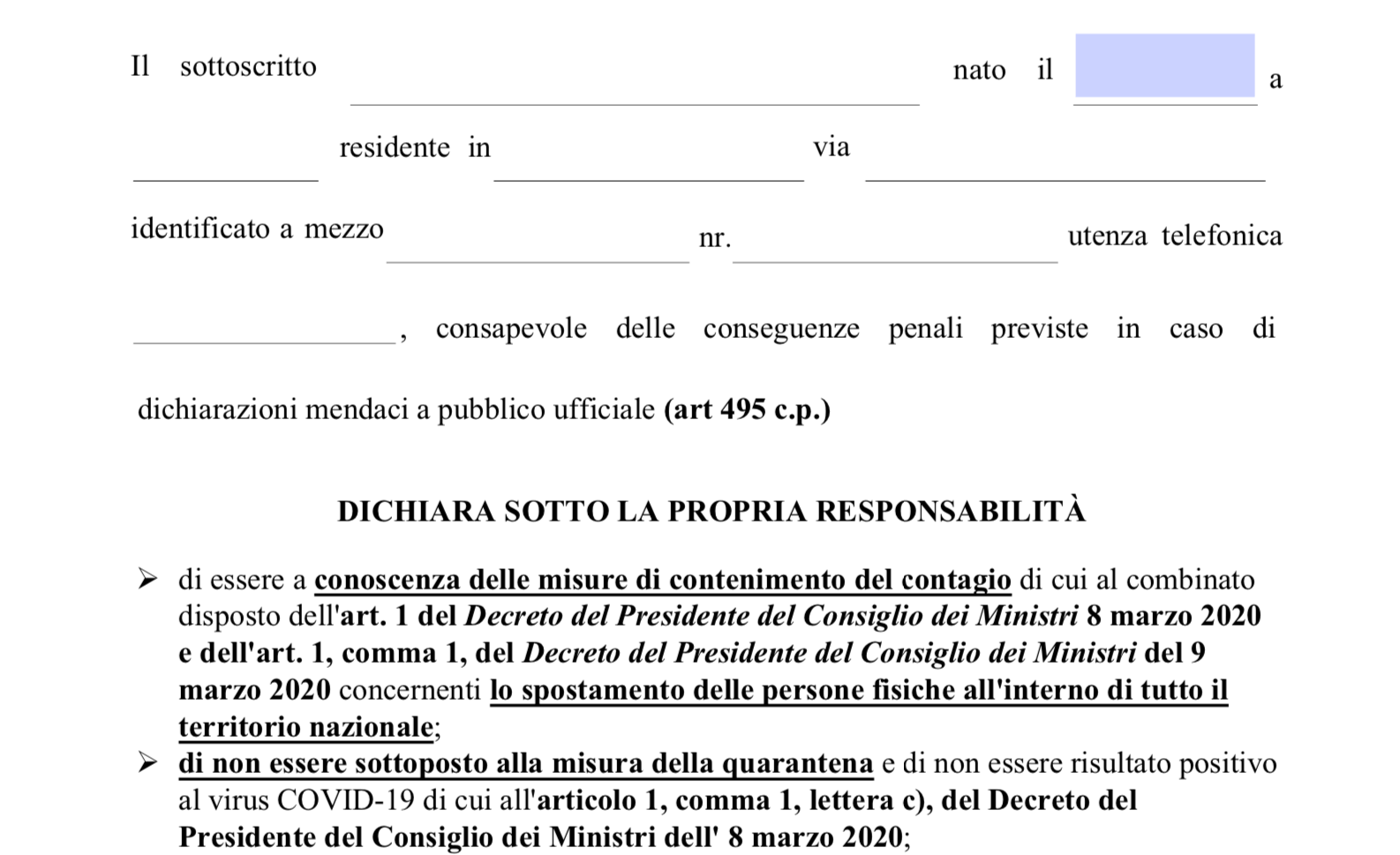 Coronavirus: nuovo modulo autocertificazione – versione 4- 26 Marzo 2020