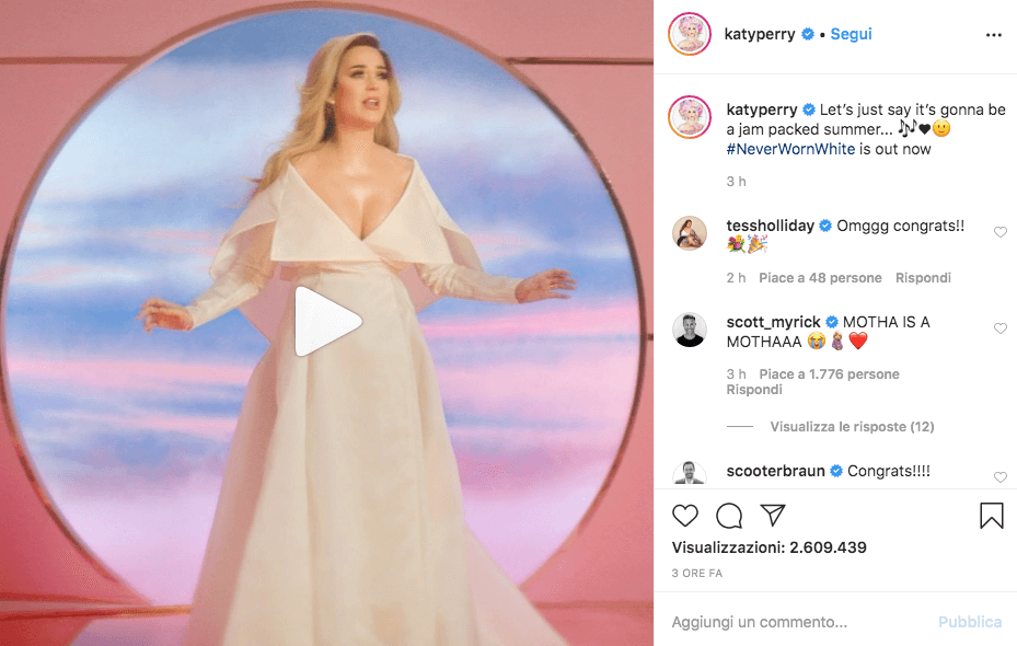 Katy Perry è incinta, l'annuncio ufficiale con il video di 'Never Worn White' - perry video - Gay.it