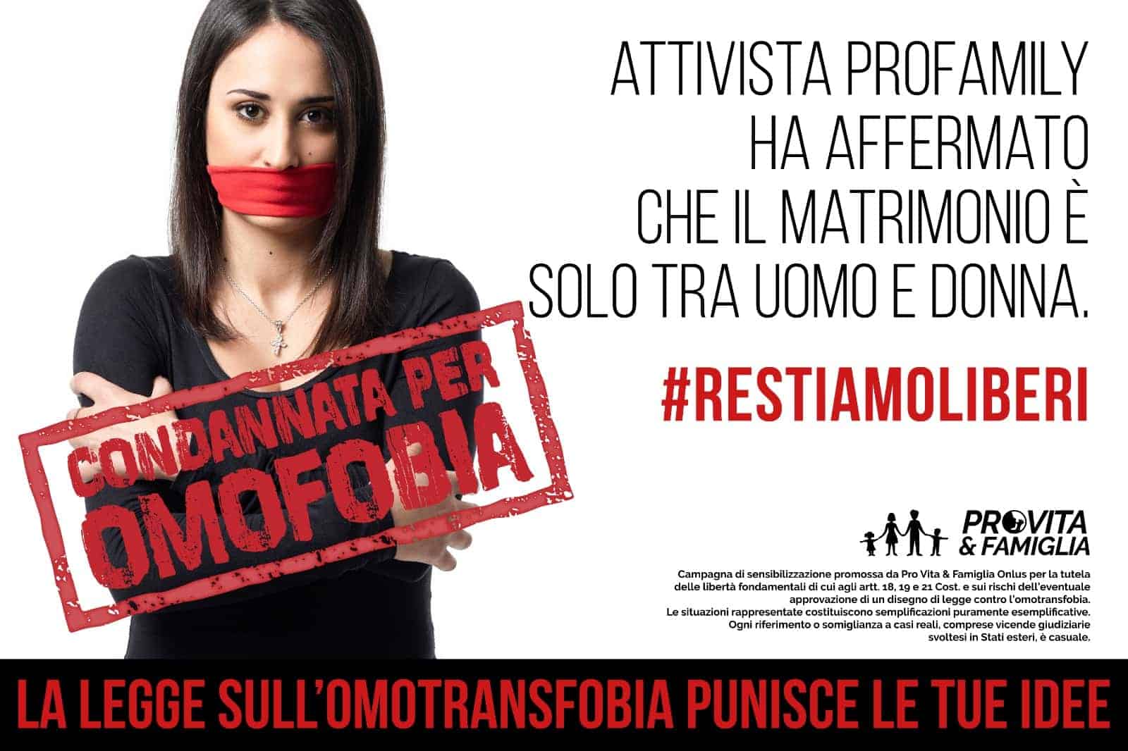 Pro Vita, ridicola campagna contro legge sull'Omofobia: "Toglie la libertà di pensiero e di parola agli italiani" - pro vita omofobia 3 - Gay.it