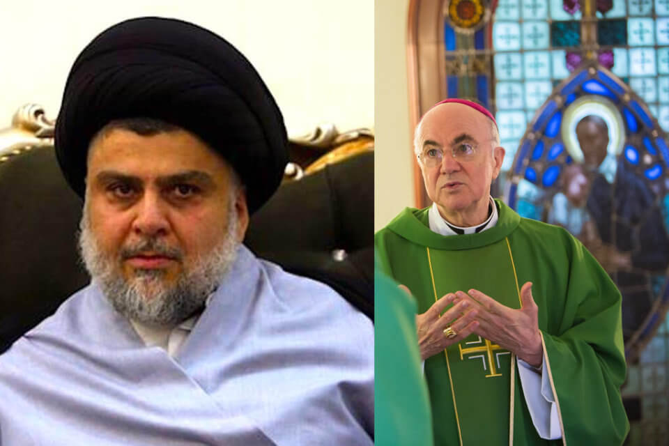L’Arcivescovo Viganò e il leader sciita Muqtada al-Sadr: ‘Coronavirus colpa dei matrimoni gay’