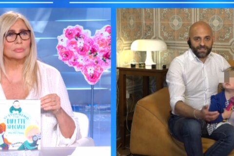 Mara Venier festeggia Luca Trapanese e la piccola Alba: "vi volevo per la Festa della Mamma perché per me non c'è differenza" - luca e alba - Gay.it