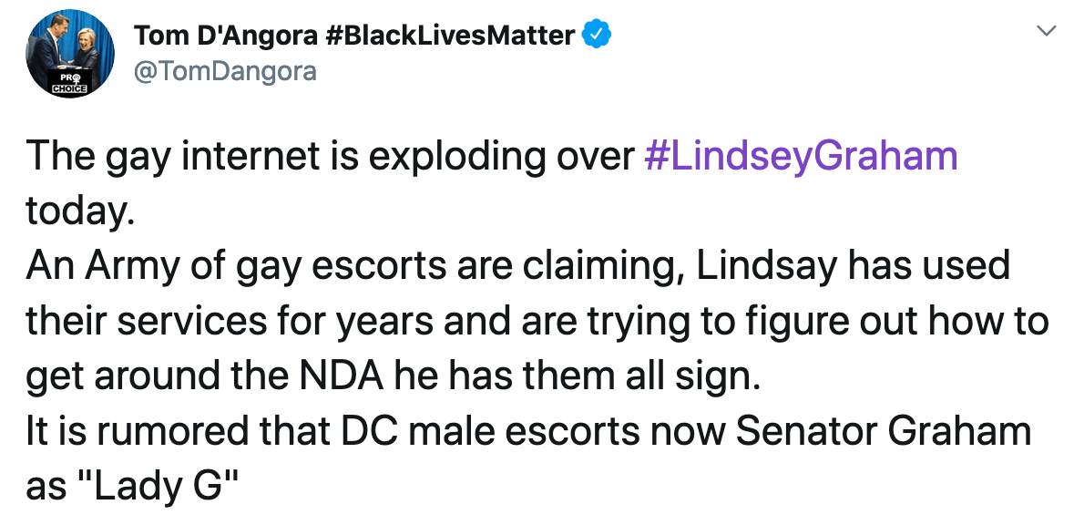 Lindsey Graham, il senatore omofobo accusato di essere andato con "un esercito" di escort gay - Schermata 2020 06 07 alle 15.18.19 - Gay.it