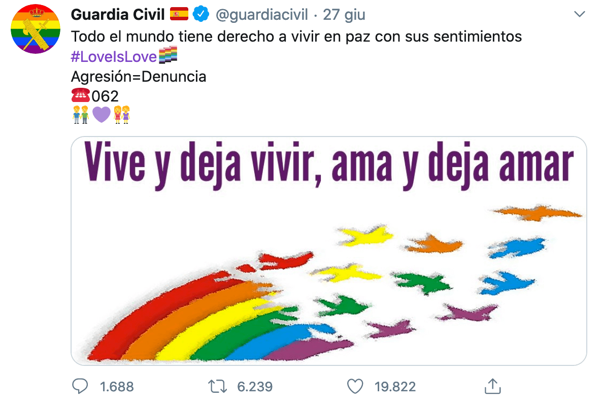 Spagna, la Guardia Civil celebra il Pride e dice basta all'omotransfobia - Schermata 2020 06 28 alle 15.23.07 - Gay.it