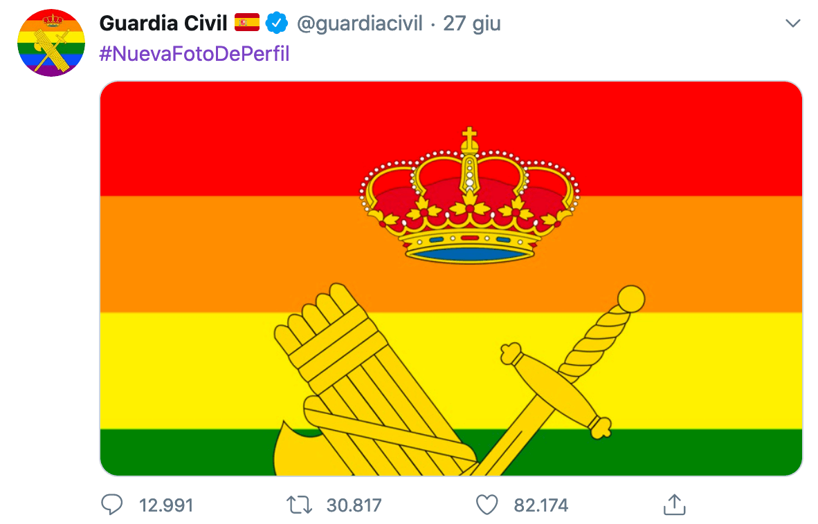 Spagna, la Guardia Civil celebra il Pride e dice basta all'omotransfobia - Schermata 2020 06 28 alle 15.23.13 - Gay.it