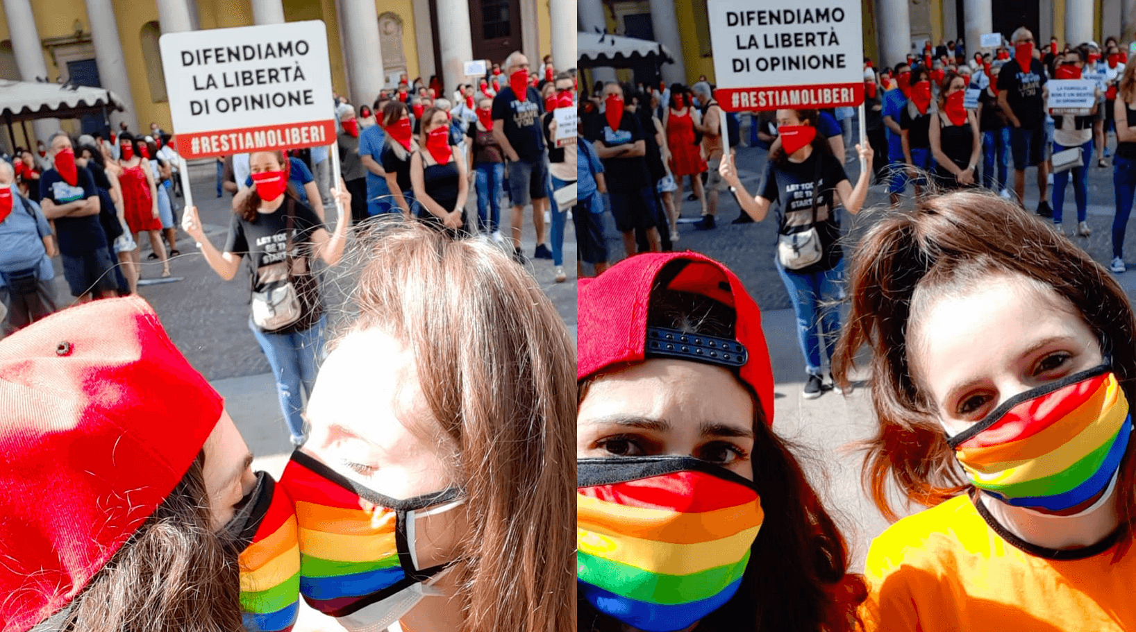 Erika e Martina, un bacio d’amore tra i manifestanti contrari al DDL Zan