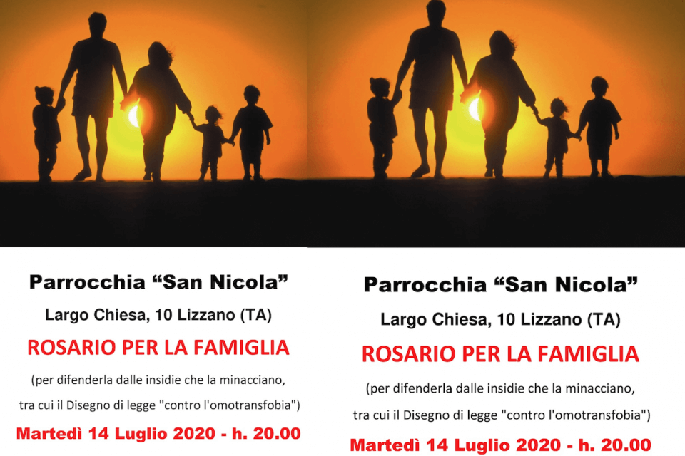 Lizzano, in Chiesa si prega contro il DDL Zan: “Perverso e ingiusto, un’insidia per le famiglie tradizionali”