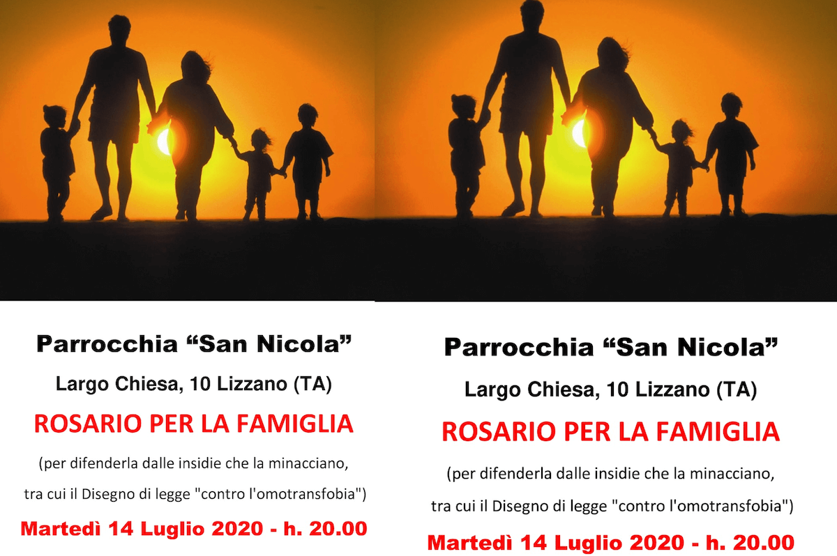 Lizzano, in Chiesa si prega contro il DDL Zan: “Perverso e ingiusto, un’insidia per le famiglie tradizionali”
