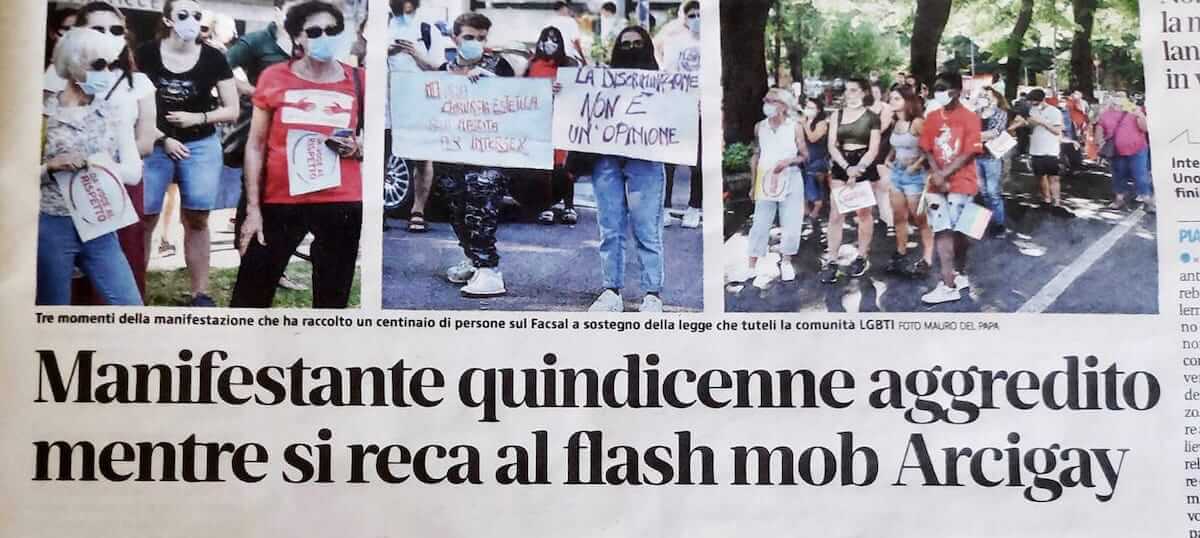 15enne aggredito da quattro ragazzi,  era in piazza per sostenere il DDL Zan