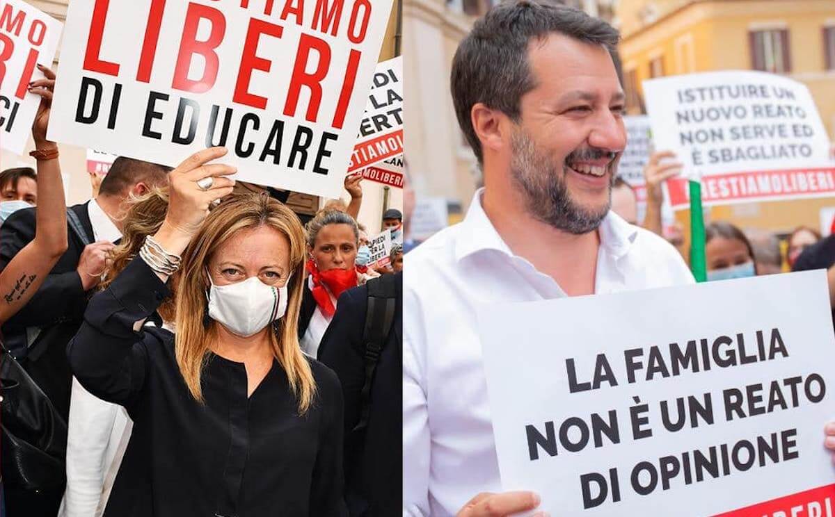 Salvini e Meloni in piazza contro il DDL Zan, la deputata senza vergogna:  &quot;In Italia i gay non sono discriminati” - Gay.it