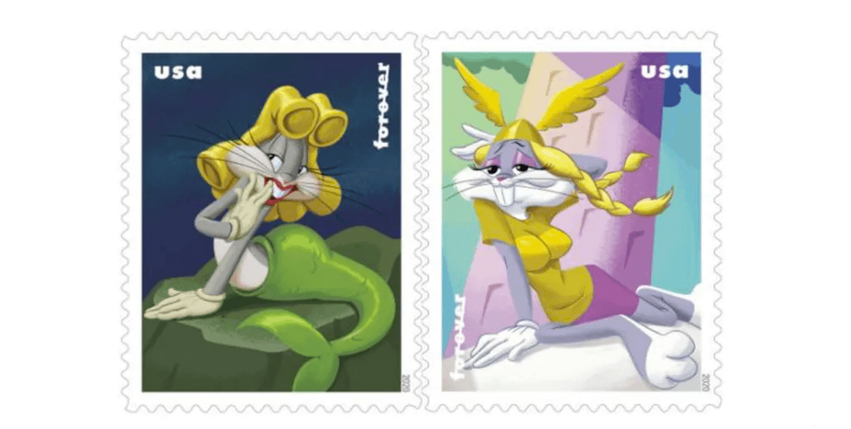 Le poste d’America celebrano gli 80 anni di Bugs Bunny con due storici francobolli en travesti