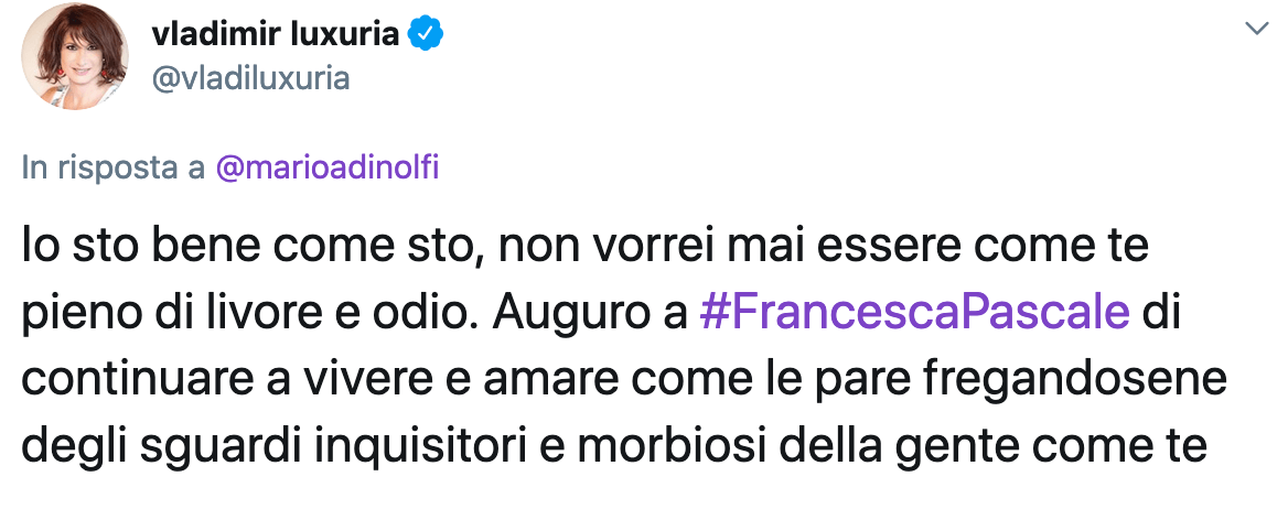 Mario Adinolfi sulle foto Pascale/Turci: "Povero Berlusconi, irriso a 80 anni da una lesbica" - è scontro con Vladimir Luxuria - Schermata 2020 08 06 alle 10.06.48 - Gay.it