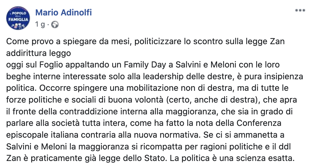 Salvini e Meloni preparano un nuovo Family Day - adinolfi - Gay.it