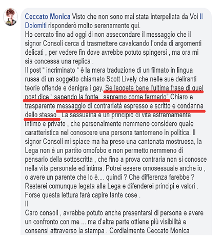 Lavis, candidata sindaca leghista difende la candidata consigliera Khorosheva dopo le frasi omofobe - ceccato lavis - Gay.it