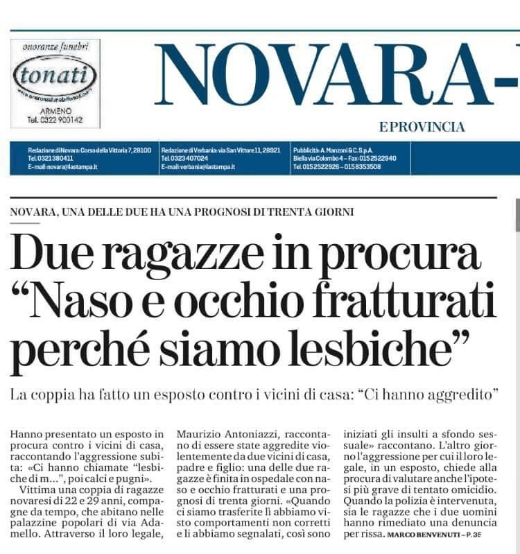Novara, ragazze prese a calci e a pugni perché lesbiche: si valuta l'ipotesi di tentato omicidio - 119848618 3711145482229641 6606003666465717566 n - Gay.it