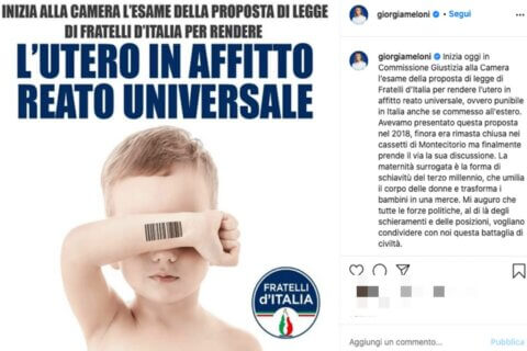 GPA reato universale: Giorgia Meloni annuncia il via ai lavori della sua proposta di legge - GPA reato universale Giorgia Meloni - Gay.it
