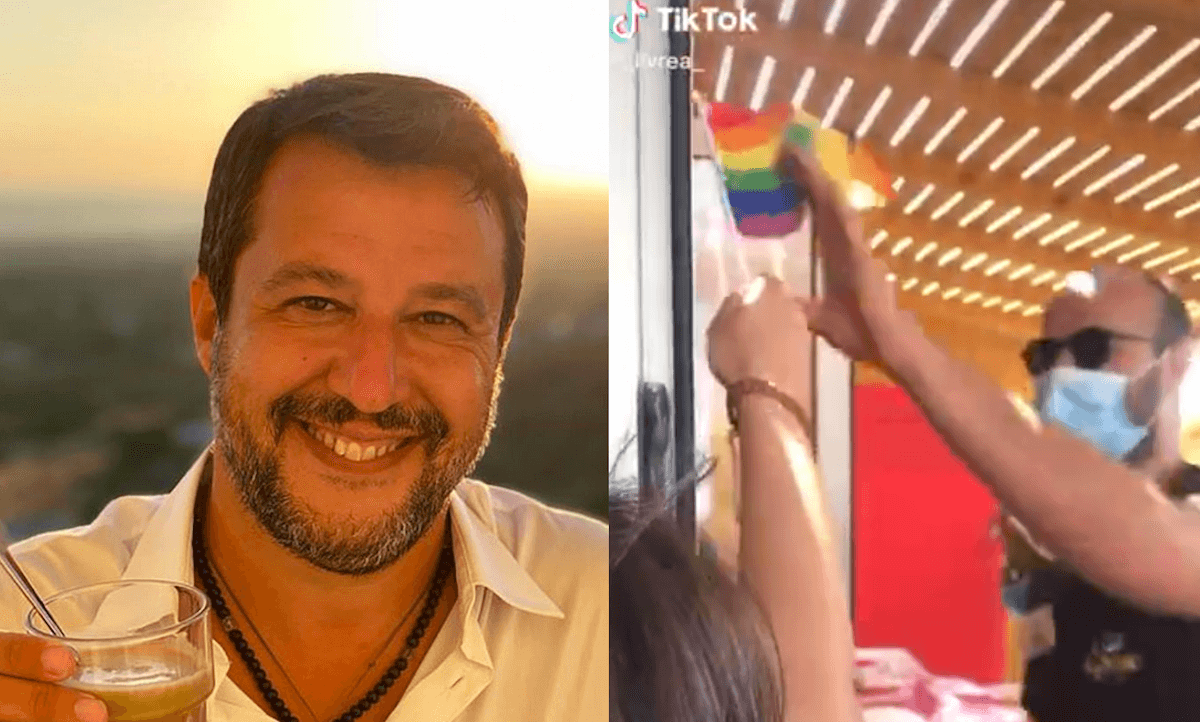 Salvini, militante leghista strappa bandiera rainbow dalle mani di un ragazzo – il video