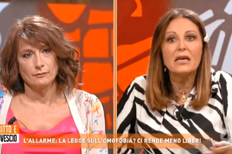 Luxuria: "Due uomini devono potersi dare un bacio senza temere che qualcuno gli spacchi una mascella" - video - luxuria e santanche - Gay.it