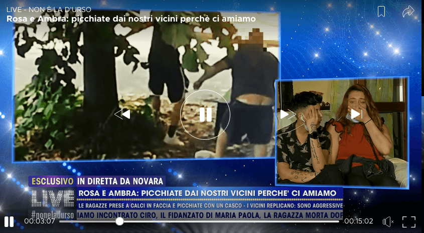 Ro e Ambra a Non è La D'Urso, il video del pestaggio omofobo ai loro danni in prime time - novara omofobia 2 - Gay.it