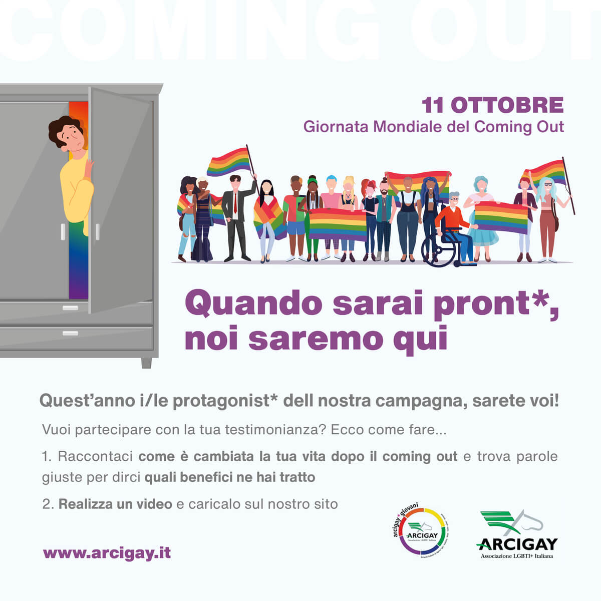 Coming Out Day 2020, la campagna Arcigay: "Quando sarai pront*, noi saremo qui" - video - Coming Out Day 2020 - Gay.it