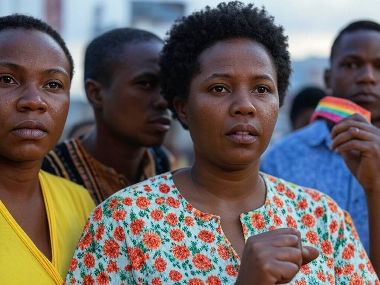 a group of people standing together