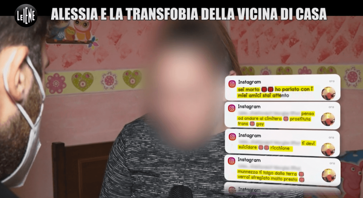 Le Iene, Alessia minacciata dalla vicina transfobica: “Ricchi*ne sei morto, ti ammazzo con l’acido” – video