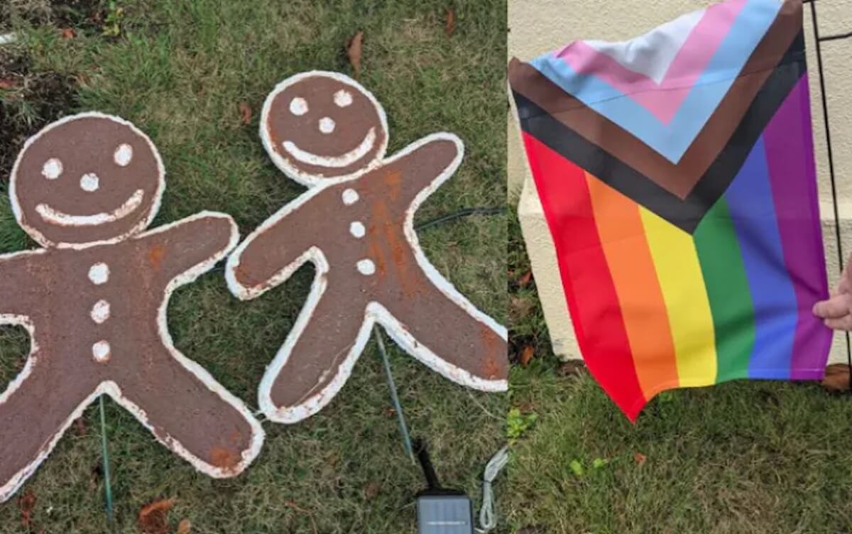 Decorazioni natalizie di una coppia gay vandalizzate con escrementi