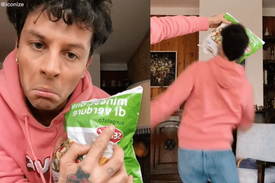 Iconize ironizza sul suo finto attacco omofobo con un pacco di surgelati, l’indecente video TikTok - Iconize - Gay.it
