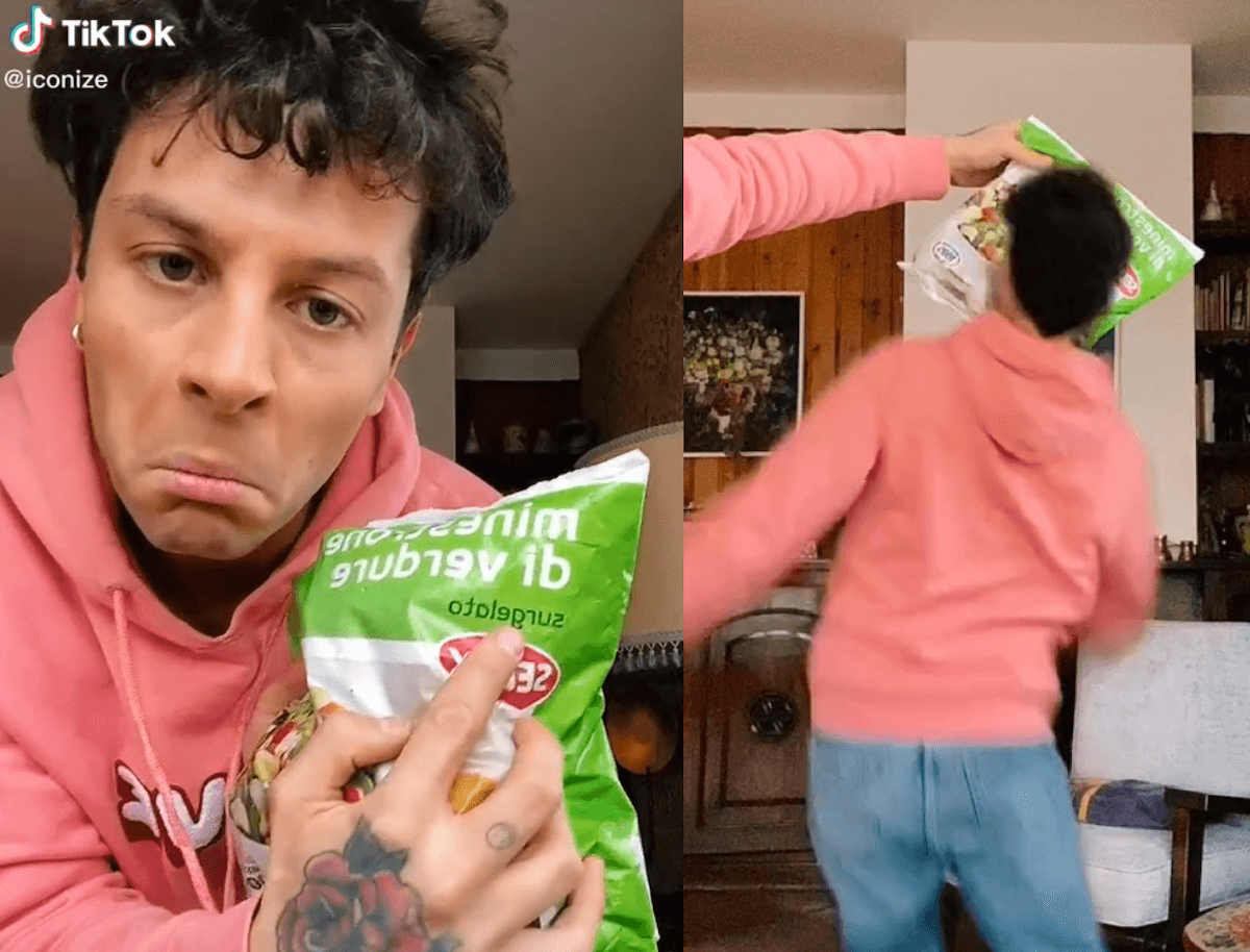 Iconize ironizza sul suo finto attacco omofobo con un pacco di surgelati, l’indecente video TikTok