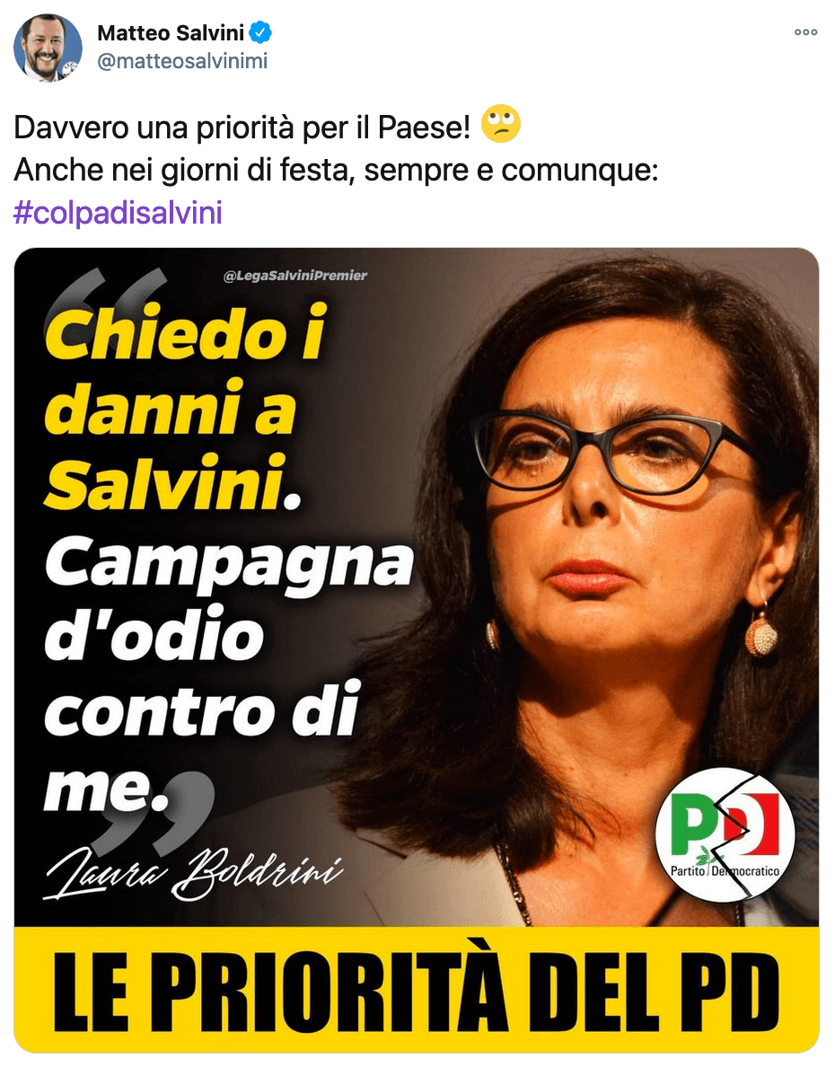 Laura Boldrini denuncia Matteo Salvini: "Anni di odio, violenze e volgarità, adesso basta" - Laura Boldrini denuncia Matteo Salvini 1 - Gay.it