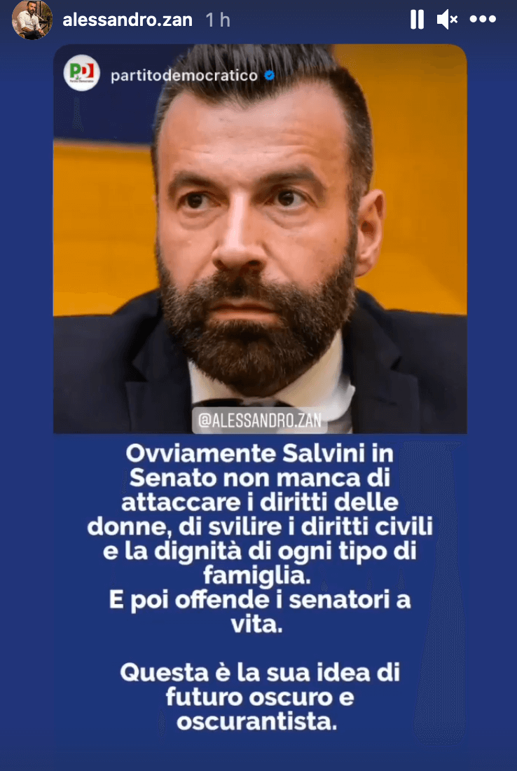 Matteo Salvini al Senato ancora una volta contro le famiglie arcobaleno - Alessandro Zan - Gay.it