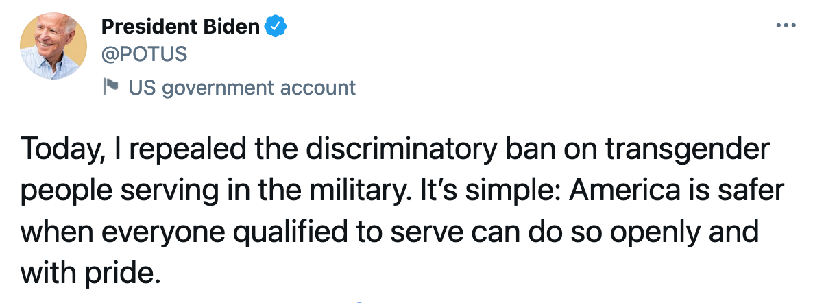 Joe Biden ha subito cancellato l'indecente divieto di Trump alle persone transgender nell'esercito - BIDEN trans 1 - Gay.it