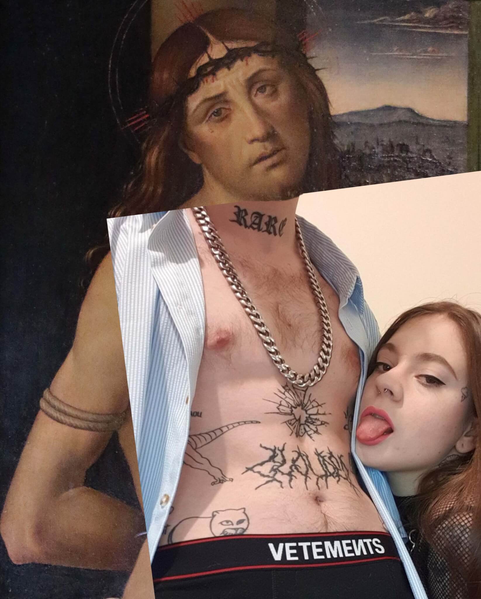 Patteef: il collagista che ama i tatuaggi e l'arte sacra - 40061337 090B 4198 9E8E EF1CCAA321DA scaled - Gay.it