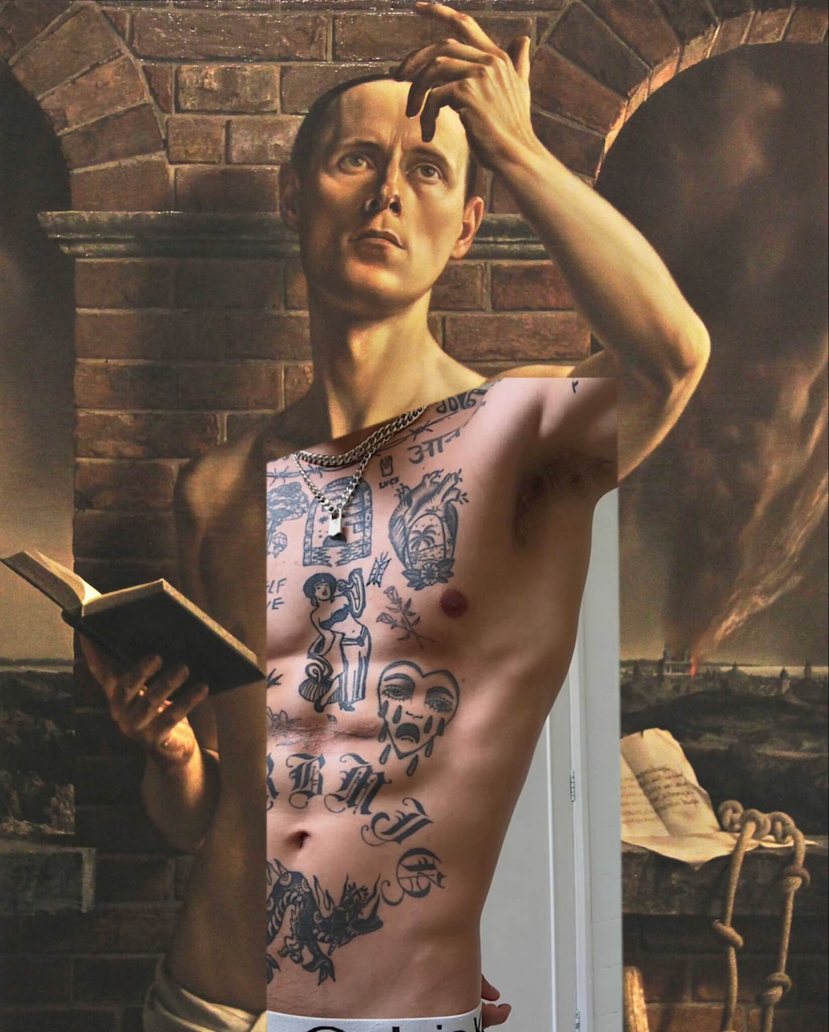 Patteef: il collagista che ama i tatuaggi e l'arte sacra - 5E63D09E 3F33 41E4 BFDB 4A75FD0FFBF6 scaled - Gay.it