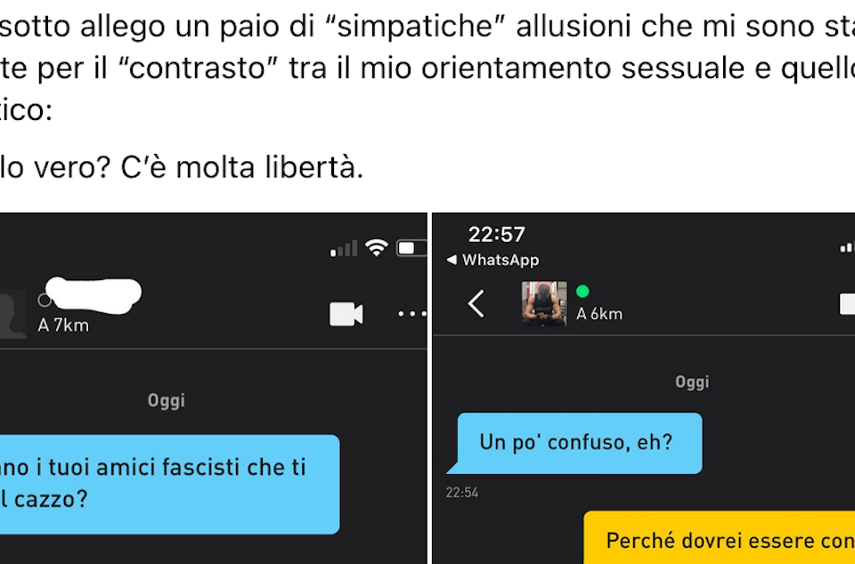20enne gay di Fratelli d’Italia deriso su Grindr annuncia querele e tuona: “Basta con l’odio ideologico-politico”