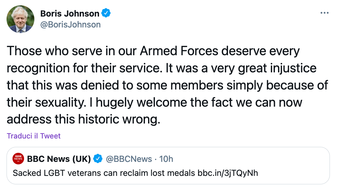 Regno Unito: I soldati cacciati, umiliati e condannati perché omosessuali riavranno le loro medaglie - Boris Johnson - Gay.it