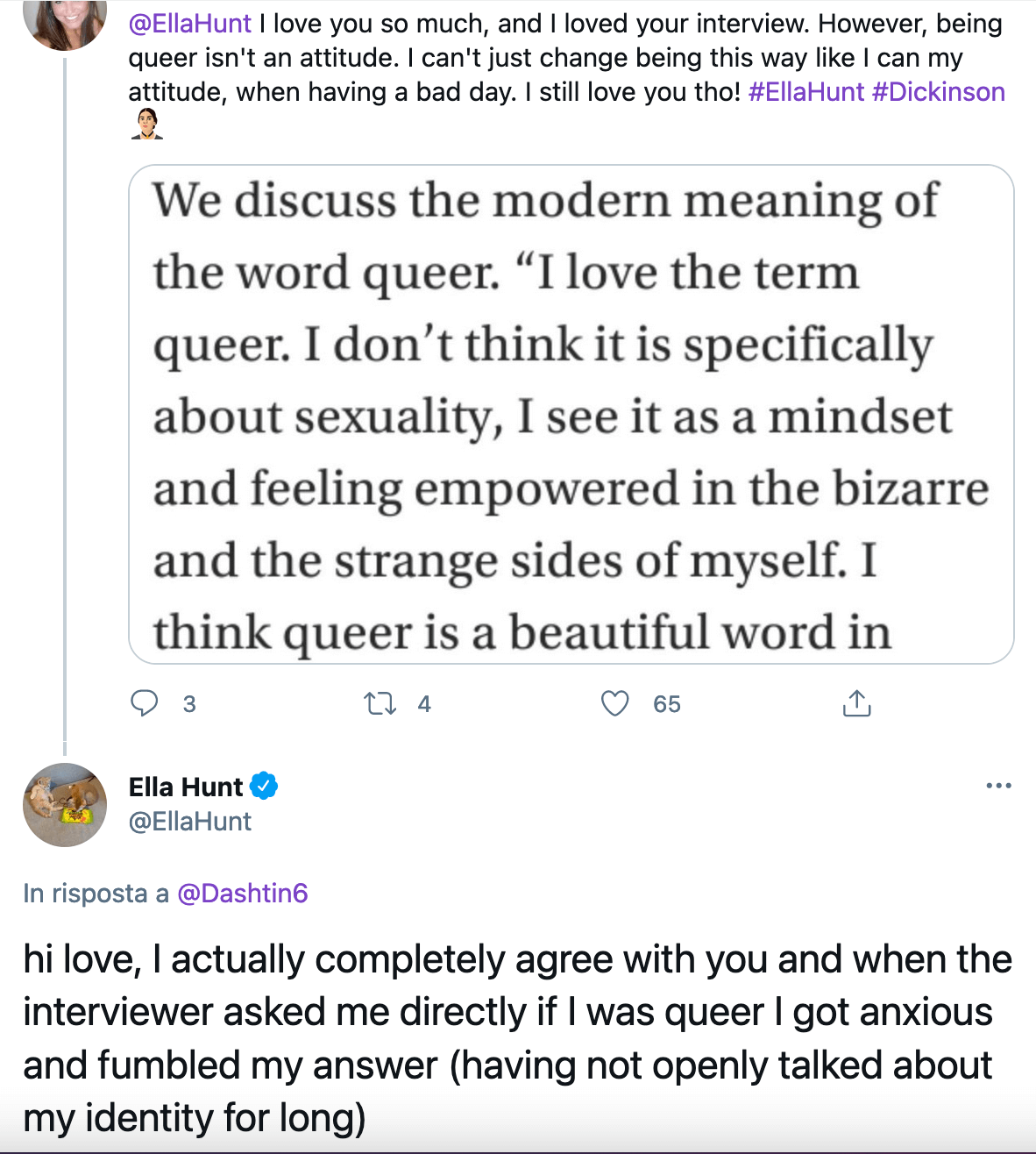 Ella Hunt di Dickinson fa coming out: "Sono felicemente queer" - Ella Hunt 4 1 - Gay.it