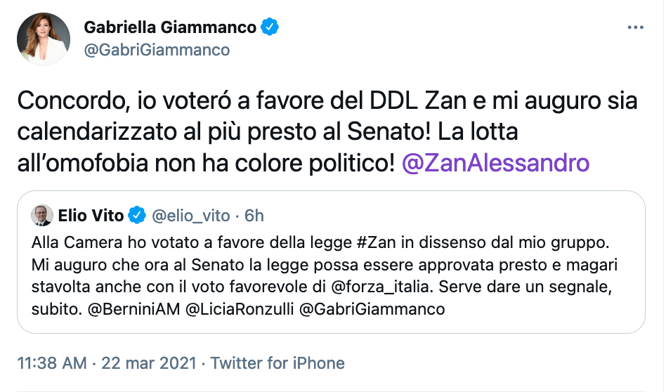 Forza Italia, nuovi sì al DDL Zan: anche la vicepresidente al Senato Giammanco si smarca da Berlusconi - Giammanco 1 - Gay.it